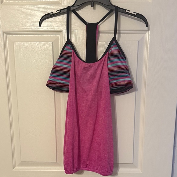 Nike Women's Pink Tank Top with Striped Sleeves - Picture 1 of 3